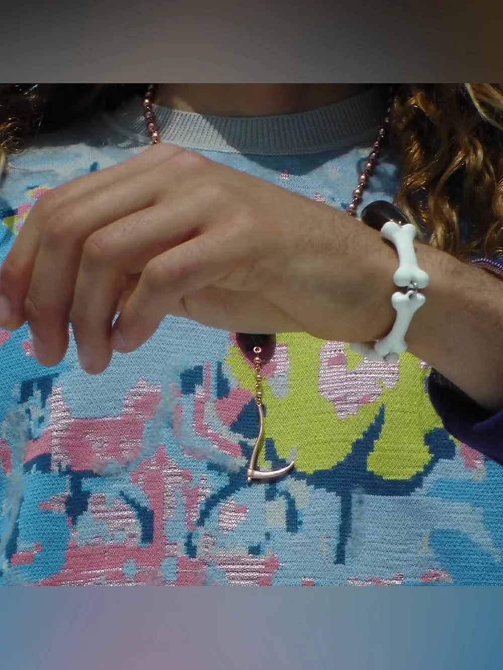 Heaven by Marc Jacobs x Bladee White Bone Link & Amber Stone Bracelet NWT